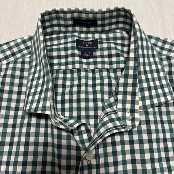 green and white checkered mens long sleeve polo size large brand J. Crew - Picture 6 of 7